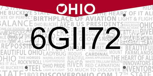 6GII72 Ohio License Plate