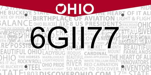 6GII77 Ohio License Plate