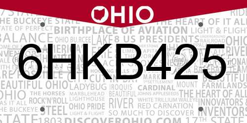 6HKB425 Ohio License Plate