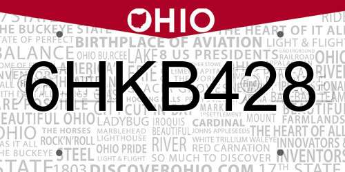 6HKB428 Ohio License Plate