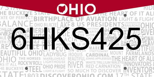 6HKS425 Ohio License Plate