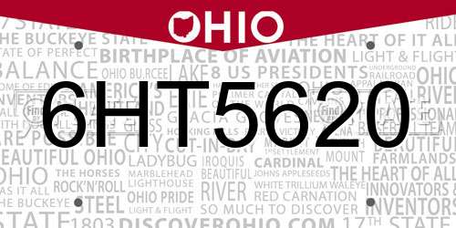 6HT5620 Ohio License Plate