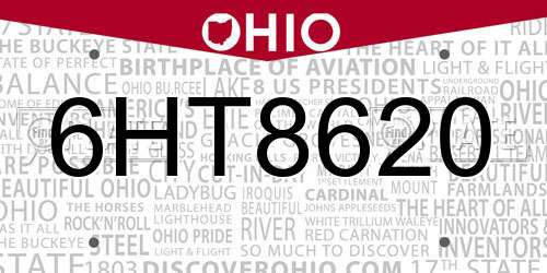 6HT8620 Ohio License Plate