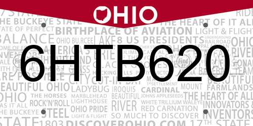 6HTB620 Ohio License Plate