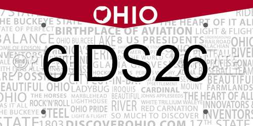 6IDS26 Ohio License Plate