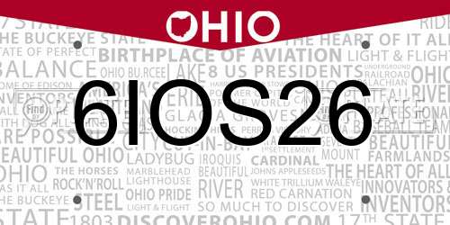 6IOS26 Ohio License Plate