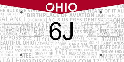 6J Ohio License Plate