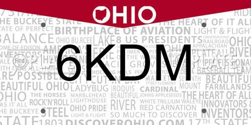 6KDM Ohio License Plate