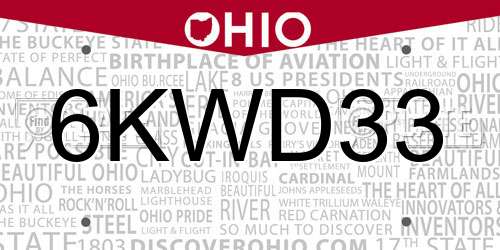 6KWD33 Ohio License Plate