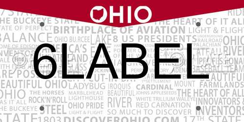 6LABEL Ohio License Plate