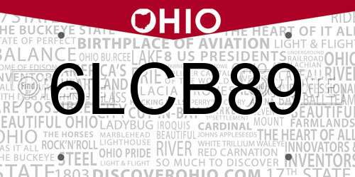 6LCB89 Ohio License Plate