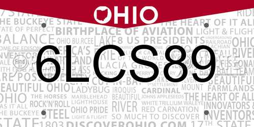 6LCS89 Ohio License Plate