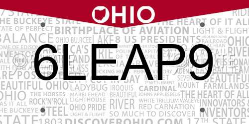 6LEAP9 Ohio License Plate
