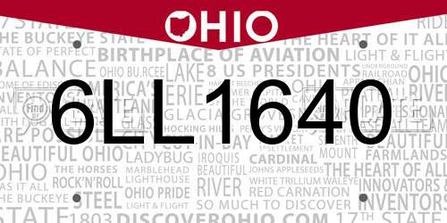 6LL1640 Ohio License Plate