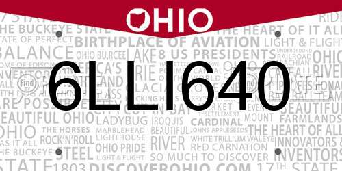 6LLI640 Ohio License Plate