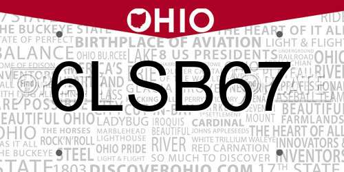 6LSB67 Ohio License Plate