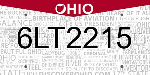 6LT2215 Ohio License Plate