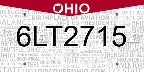 6LT2715 Ohio License Plate