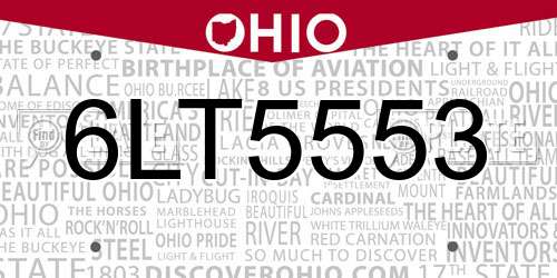 6LT5553 Ohio License Plate