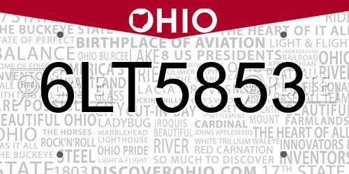 6LT5853 Ohio License Plate