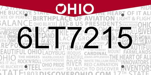 6LT7215 Ohio License Plate