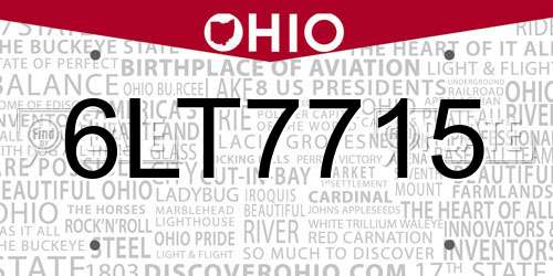 6LT7715 Ohio License Plate
