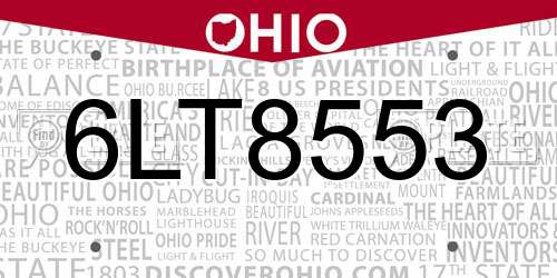 6LT8553 Ohio License Plate