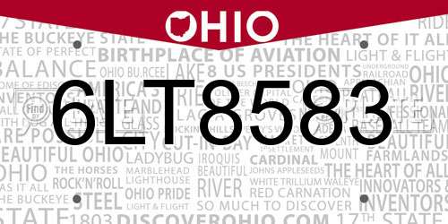6LT8583 Ohio License Plate