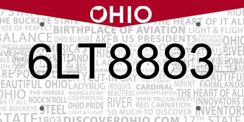6LT8883 Ohio License Plate