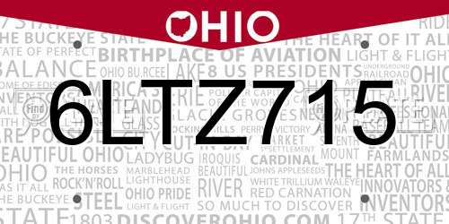 6LTZ715 Ohio License Plate