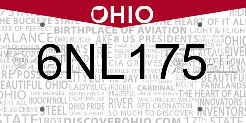 6NL175 Ohio License Plate