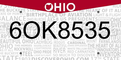 6OK8535 Ohio License Plate