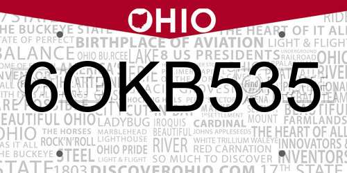 6OKB535 Ohio License Plate