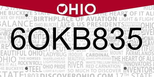 6OKB835 Ohio License Plate