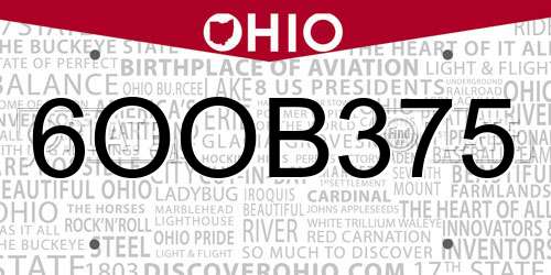 6OOB375 Ohio License Plate