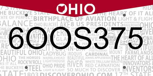6OOS375 Ohio License Plate