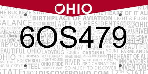 6OS479 Ohio License Plate