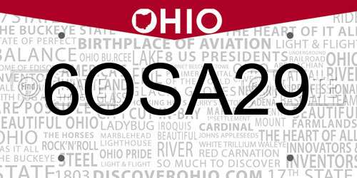 6OSA29 Ohio License Plate