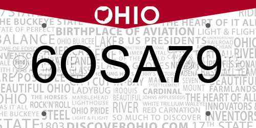 6OSA79 Ohio License Plate