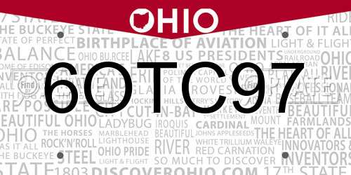 6OTC97 Ohio License Plate