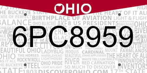 6PC8959 Ohio License Plate