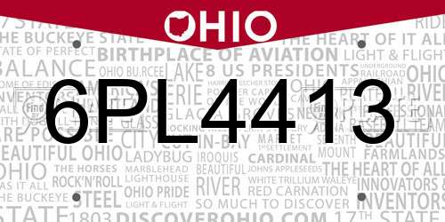 6PL4413 Ohio License Plate