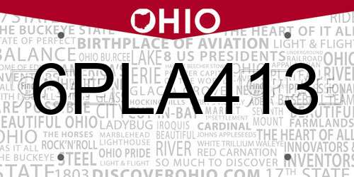 6PLA413 Ohio License Plate