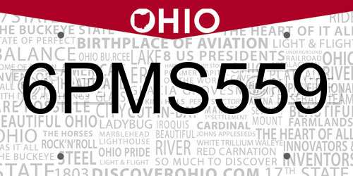 6PMS559 Ohio License Plate