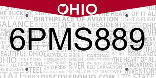 6PMS889 Ohio License Plate