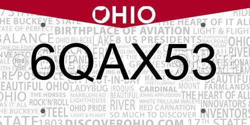 6QAX53 Ohio License Plate