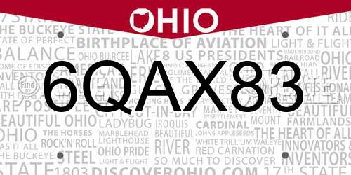 6QAX83 Ohio License Plate