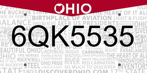 6QK5535 Ohio License Plate