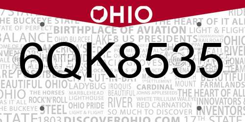 6QK8535 Ohio License Plate