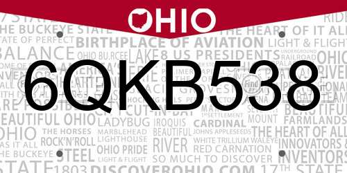 6QKB538 Ohio License Plate